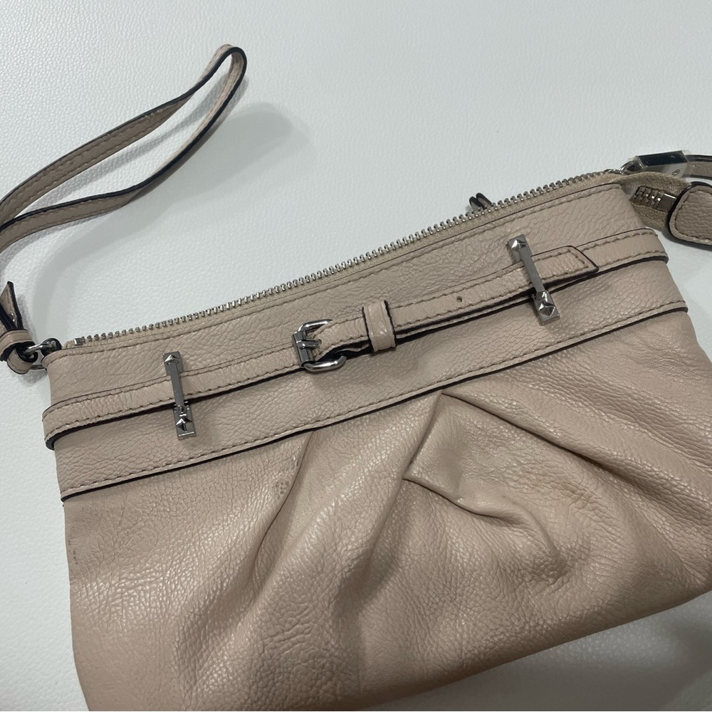 Elegant Beige Leather Wristlet